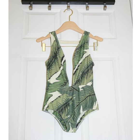 BEACH RIOT x Stone Cold Fox - Waikiki One Piece Swimsuit in Palm Leaf / Size XS - Picture 1 of 6
